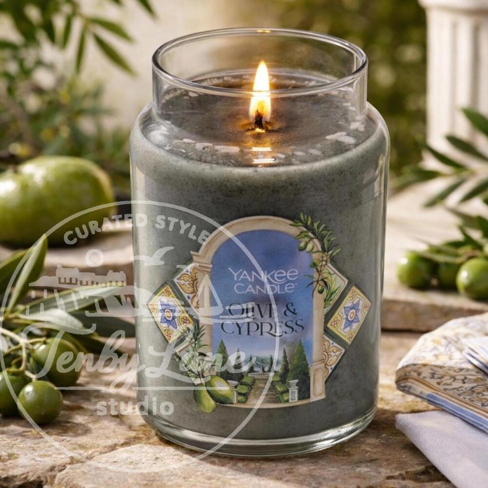 Yankee‎ Candle Olive & Cypress 22oz Large Jar Fresh Green Woodsy